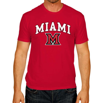 Picture of Campus Colors NCAA Adult Gameday Cotton T-Shirt - Premium Quality - Semi-Fitted Style - Officially Licensed Product (Miami Redhawks - Red, Medium)