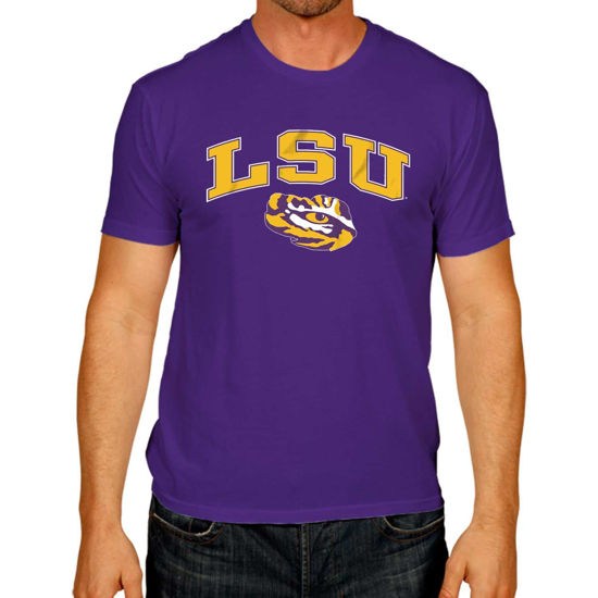 Picture of Campus Colors NCAA Adult Gameday Cotton T-Shirt - Premium Quality - Semi-Fitted Style - Officially Licensed Product (LSU Tigers - Purple, Medium)