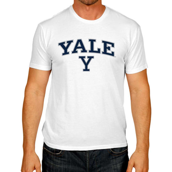 Picture of Campus Colors NCAA Adult Gameday Cotton T-Shirt - Premium Quality - Semi-Fitted Style - Officially Licensed Product (Yale Bulldogs - White, Large)