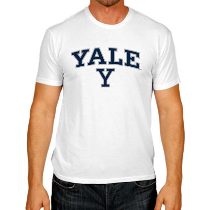 Picture of Campus Colors NCAA Adult Gameday Cotton T-Shirt - Premium Quality - Semi-Fitted Style - Officially Licensed Product (Yale Bulldogs - White, Small)