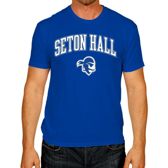 Picture of Campus Colors NCAA Adult Gameday Cotton T-Shirt - Premium Quality - Semi-Fitted Style - Officially Licensed Product (Seton Hall Pirates - Royal, Large)