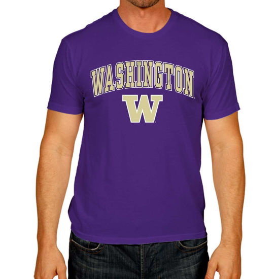 Picture of Campus Colors NCAA Adult Gameday Cotton T-Shirt - Premium Quality - Semi-Fitted Style - Officially Licensed Product (Washington Huskies - Purple, Medium)