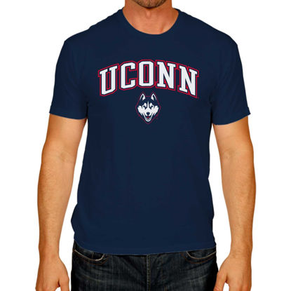Picture of Campus Colors NCAA Adult Gameday Cotton T-Shirt - Premium Quality - Semi-Fitted Style - Officially Licensed Product (UCONN Huskies - Navy, Small)