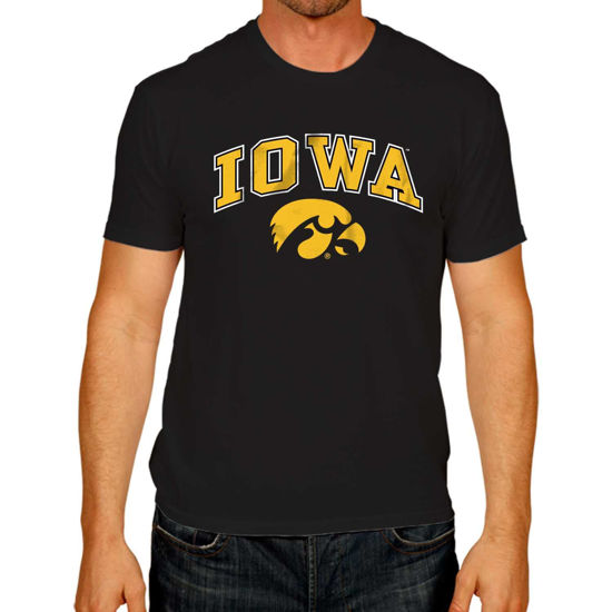 Picture of Campus Colors NCAA Adult Gameday Cotton T-Shirt - Premium Quality - Semi-Fitted Style - Officially Licensed Product (Iowa Hawkeyes - Black, X-Large)