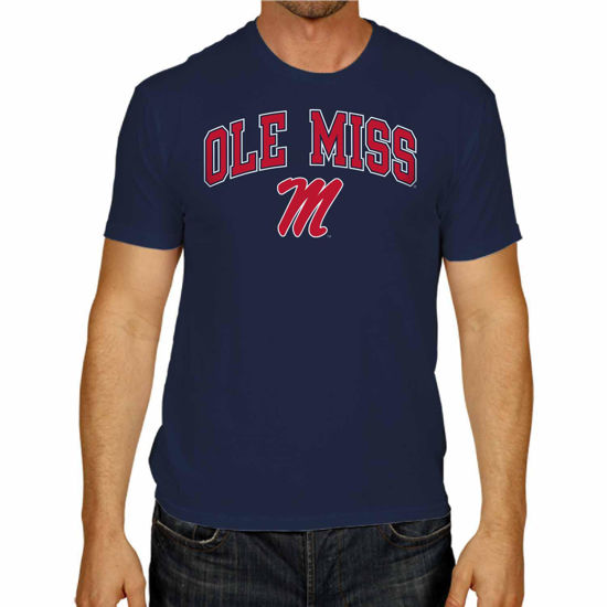 Picture of Campus Colors NCAA Adult Gameday Cotton T-Shirt - Premium Quality - Semi-Fitted Style - Officially Licensed Product (Ole Miss Rebels - Navy, XX-Large)