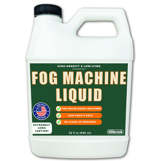 Picture of Fog Machine Liquid - 32 oz Tillbrook Fog Machine Fluid - High Density & Long-Lasting Fog Juice - Low-Lying, Universal, Water-Based Solution for Spooky Halloween Parties, Haunted Houses, & Concerts