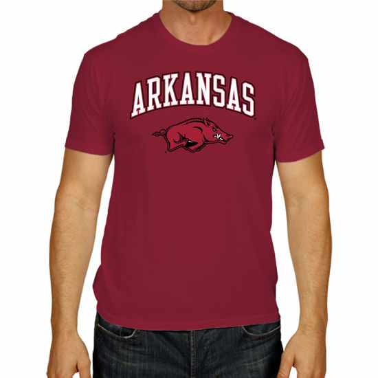 Picture of Campus Colors NCAA Adult Gameday Cotton T-Shirt - Premium Quality - Semi-Fitted Style - Officially Licensed Product (Arkansas Razorbacks - Cardinal, X-Large)