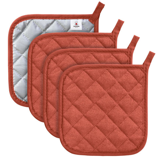 Picture of Joyhalo 4 Pack Pot Holders for Kitchen Heat Resistant Pot Holders Sets Oven Hot Pads Terry Cloth Pot Holders for Cooking Baking,Spice