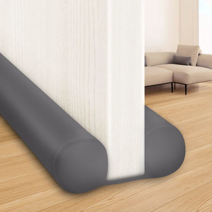 Picture of MAXTID Large Door Draft Blocker 32" Grey Bottom Door Draft Stoppers for Bottom Weather Stripping Shower Door Seal Strip Under Gap Filler Doors Sweep Interior Doors for Home