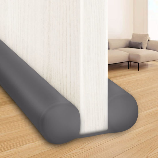 Picture of MAXTID Large Door Draft Blocker 32" Grey Bottom Door Draft Stoppers for Bottom Weather Stripping Shower Door Seal Strip Under Gap Filler Doors Sweep Interior Doors for Home