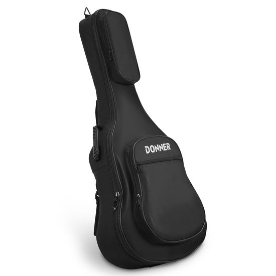 Picture of Donner 40 41 Inch Acoustic Guitar Case, 0.4 Inch Thick Padding Sponge 600D Ripstop Waterproof Nylon Soft Guitar Gig Bag with 3 Pockets and Back Hanger Loop, Black