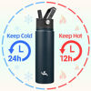Picture of Konokyo 22oz Stainless Steel Bottles with 3 Lids Sport Insulated Water Bottle,Navy Blue