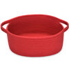Picture of ABenkle Small Basket, 12"x 8" x 5" Cute Small Woven Basket, Rope Room Shelf Storage Basket, Cat Dog Toys Basket Chest Box, Decorative Empty Gift Basket with Handles - All Red