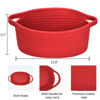 Picture of ABenkle Small Basket, 12"x 8" x 5" Cute Small Woven Basket, Rope Room Shelf Storage Basket, Cat Dog Toys Basket Chest Box, Decorative Empty Gift Basket with Handles - All Red