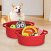 Picture of ABenkle Small Basket, 12"x 8" x 5" Cute Small Woven Basket, Rope Room Shelf Storage Basket, Cat Dog Toys Basket Chest Box, Decorative Empty Gift Basket with Handles - All Red