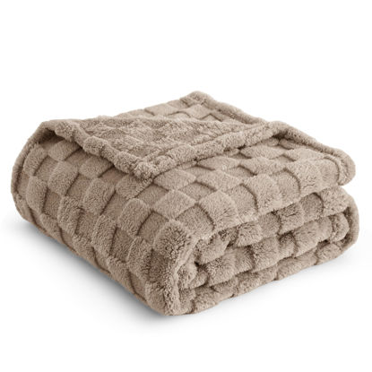 Picture of Bedsure Light Taupe Fleece Blanket for Couch - Super Soft Cozy Throw Blankets for Women, Cute Small Throws for Girls, 50x70 Inches