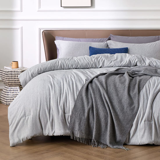 Picture of Bedsure Full Comforter Set - Grey Soft Bedding for All Seasons, Cationic Dyed Bed Set, 3 Pieces, 1 Full Size Comforter (82"x86") and 2 Pillow Shams (20"x26"+2")