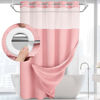 Picture of YellyHommy No Hook Shower Curtain with Snap in Liner Set Less Time Pink Waffle Shower Curtain for Bathroom 75" L x 72" W Pink