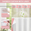 Picture of YellyHommy No Hook Shower Curtain with Snap in Liner Set Less Time Pink Waffle Shower Curtain for Bathroom 75" L x 72" W Pink