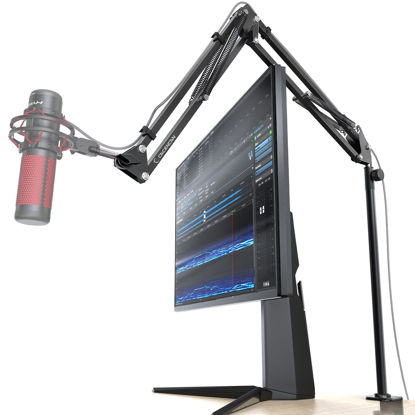 Picture of CACENCAN Boom Arm, 360° Rotatable Microphone Stand with Desk Mount, Foldable Desk Mic Arm with 3/8'' to 5/8'' Screw Adapter, Microphone Arm for Live Streaming, Gaming, Podcasting