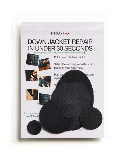 Picture of Pro-Fix Down Jacket Repair Patches Easy to Use, Pre-Cut, Self-Adhesive, Waterproof, Tear-Resistant Rip-Stop Nylon Fabric Patches for Jackets & Patches for Clothing, Down Jacket Patches - Black