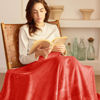 Picture of Exclusivo Mezcla Fleece Blanket Twin Size for Bed, Super Soft and Warm, All Season Use, Cozy, Plush, Lightweight, 90x66 Inches, Coral Orange