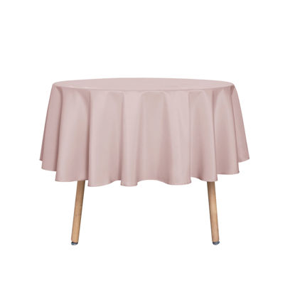 Picture of sancua Round Tablecloth - 48 Inch - Water Resistant Spill Proof Washable Polyester Table Cloth Decorative Fabric Table Cover for Dining Table, Buffet Parties and Camping, Blush