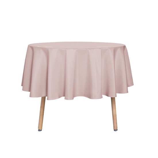 Picture of sancua Round Tablecloth - 48 Inch - Water Resistant Spill Proof Washable Polyester Table Cloth Decorative Fabric Table Cover for Dining Table, Buffet Parties and Camping, Blush