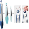Picture of HOTEC Premium Stainless Steel Locking Kitchen Tongs with Silicon Tips, Set of 3-7", 9" and 12" (Gradient Blue)