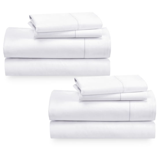 Picture of California Design Den 2-Pack Queen Bedsheet Sets - 400 Thread Count 100% Cotton Sateen - Extra Soft, Breathable & Cooling Sheets, Wrinkle Resistant, 2 Sets of Deep Pocket Bed Sheets - Bright White