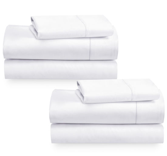 Picture of 2-Pack Twin Cotton Sheets Sets - 400 Thread Count 100% Cotton Sateen - Extra Soft, Breathable & Cooling Sheets, Wrinkle Resistant, 2 Sets of Deep Pocket Bed Sheets - Bright White