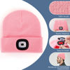 Picture of YMHB Unisex Beanie Hat with Light, USB Rechargeable LED Headlamp Hat Night Light Cap Christmas Stocking Stuffers Gifts for Men Dad Father Husband (Pink)