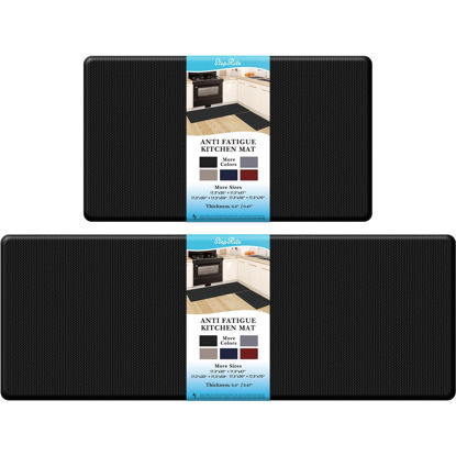 Picture of StepRite Kitchen Mats, 2PCS Kitchen Rugs, Cushioned Anti Fatigue Kitchen Mats for Floor, Non-Slip Standing Desk Mat, Waterproof Kitchen Rug Set for Kitchen, Floor, Office, 17.3"×30"+17.3"×47",Black