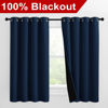 Picture of NICETOWN 100% Blackout Curtains with Black Liners, Thermal Insulated 2-Layer Lined Drapes, Energy Efficiency Small Window Draperies for Dining Room (Navy Blue, 2 Panels, 55 inches W by 57 inches L)