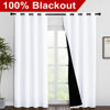 Picture of NICETOWN 100% Blackout Window Curtain Panels, Cold and Full Light Blocking Drapes with Black Liner for Nursery, 86 inches Drop Thermal Insulated Draperies (White, 2 Pieces, 55 inches Wide Each Panel)