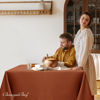 Picture of Biscaynebay Fall Tablecloth Textured Fabric Square Tablecloths 60x60 Inch, Rust Thanksgiving Autumn Harvest Water Resistant Fabric Tablecloths for Kitchen, Dining, Wedding, PartiesMachine Washable