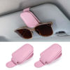 Picture of Sunglasses Holders for Car Sun Visor, 2pack Magnetic Leather Glasses Eyeglass Hanger Clip for Car, Ticket Business Card Clip Eyeglasses Mount Car Visor Accessories (Pink)