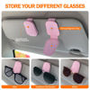 Picture of Sunglasses Holders for Car Sun Visor, 2pack Magnetic Leather Glasses Eyeglass Hanger Clip for Car, Ticket Business Card Clip Eyeglasses Mount Car Visor Accessories (Pink)