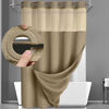 Picture of YellyHommy No Hook Shower Curtain with Snap in Liner Set Less Time Waffle Shower Curtain for Bathroom (Beige, 81" L x 72" W)