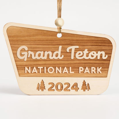 Picture of Wood National Park Ornaments, Grand Teton Park Ornament, USA National Park Gifts for Travelers, Adventurers, Christmas National Parks Decor for Christmas Tree, 2024 Keepsake, Gifts for Hiking Lovers