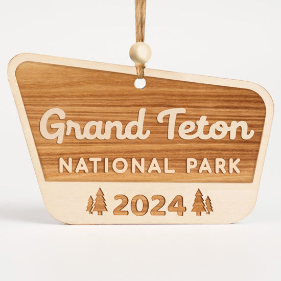 Picture of Wood National Park Ornaments, Grand Teton Park Ornament, USA National Park Gifts for Travelers, Adventurers, Christmas National Parks Decor for Christmas Tree, 2024 Keepsake, Gifts for Hiking Lovers