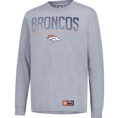 Picture of Ultra Game NFL Official Adults Super Soft Game Day Long Sleeve T-Shirt - Unisex, Denver Broncos, Heather Gray, Medium