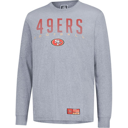 Picture of Ultra Game NFL Official Adults Super Soft Game Day Long Sleeve T-Shirt - Unisex, San Francisco 49ers, Heather Gray, Medium