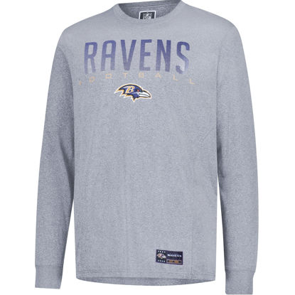 Picture of Ultra Game NFL Men's Active Quick Dry Long Sleeve T-Shirt, Baltimore Ravens, Heather Gray, Small