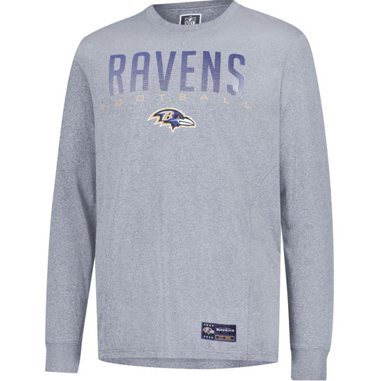 Picture of Ultra Game NFL Men's Active Quick Dry Long Sleeve T-Shirt, Baltimore Ravens, Heather Gray, Small