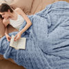 Picture of Bedsure Ashley Blue Fleece Blanket for Couch - Super Soft Cozy Queen Blankets for Women, Cute Small Throws for Girls, 90x90 Inches