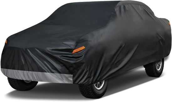 Picture of Kayme 7 Layers Truck Cover Waterproof All Weather, Heavy Duty Outdoor Pickup Cover Sun Uv Rain Protection, Universal Fit (Length Up to 240 inch) XL+.Black