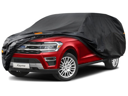 Picture of Kayme 7 Layers SUV Car Cover Waterproof All Weather, Outdoor Large SUV Cover Rain UV Protection, Universal Fit for Infiniti QX56 QX80, Ford Expedition, Nissan Armada, Toyota Sequoia (207-214 inch)