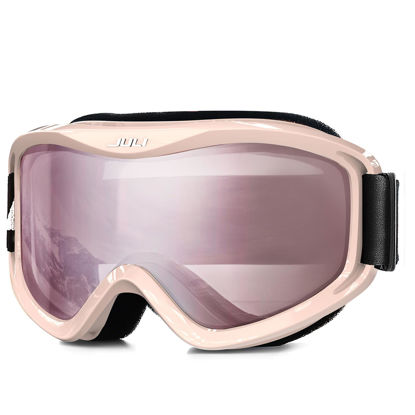 Picture of Juli Ski Goggle/Snow Snowboard Goggles for Men, Women & Youth - 100% UV Protection Anti-Fog Dual Lens(Pink Frame Orange Len)