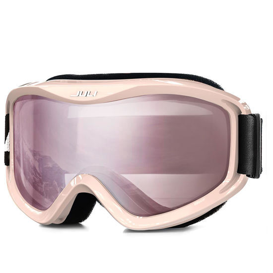 Picture of Juli Ski Goggle/Snow Snowboard Goggles for Men, Women & Youth - 100% UV Protection Anti-Fog Dual Lens(Pink Frame Orange Len)
